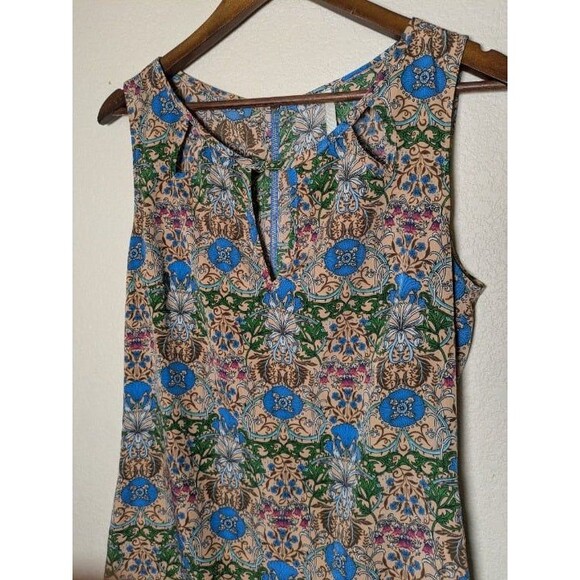 Floral Art Nouveau Sleeveless Mini Dress Size Medium Retro Indie Spring Festival - Picture 2 of 10